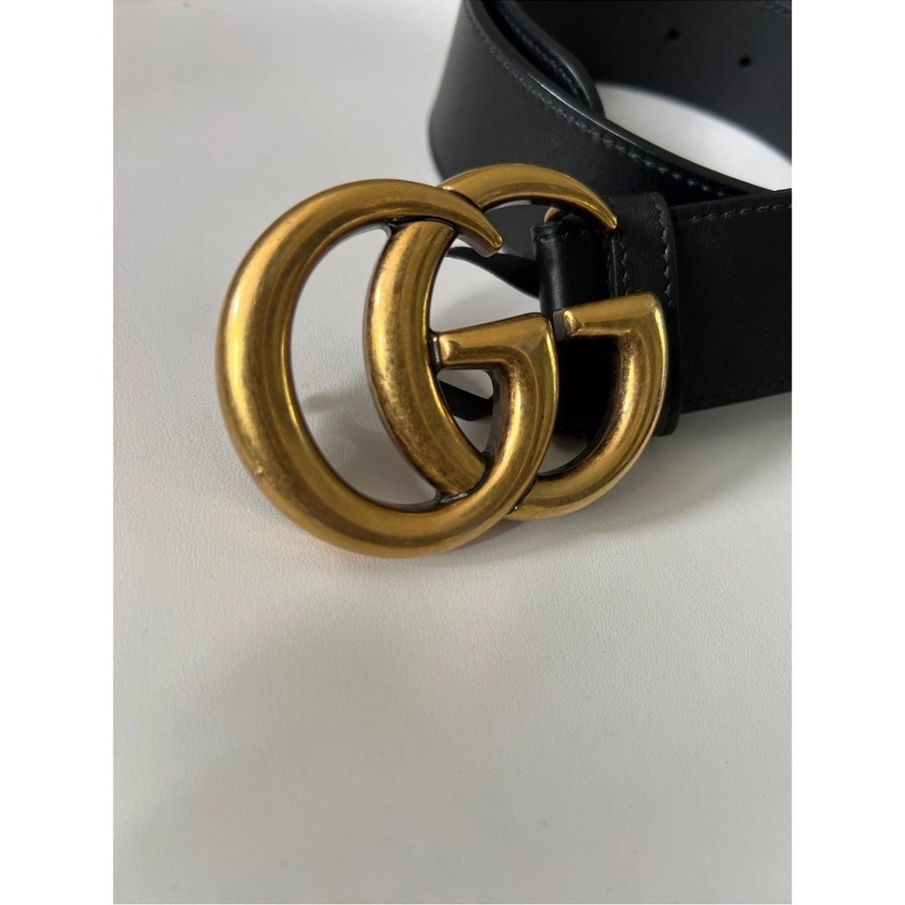 Gucci GG Marmont wide belt in black and gold hardware XS - Picture 2 of 4